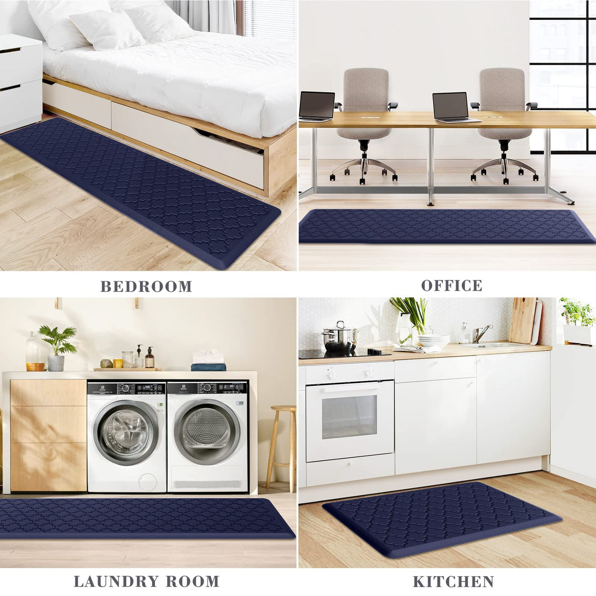Kitchen Mat 2 PCS Cushioned Anti-Fatigue Floor Mat Standing Mat for Kitchen Stylish Grey 17.3"x29"+17.3"x47"