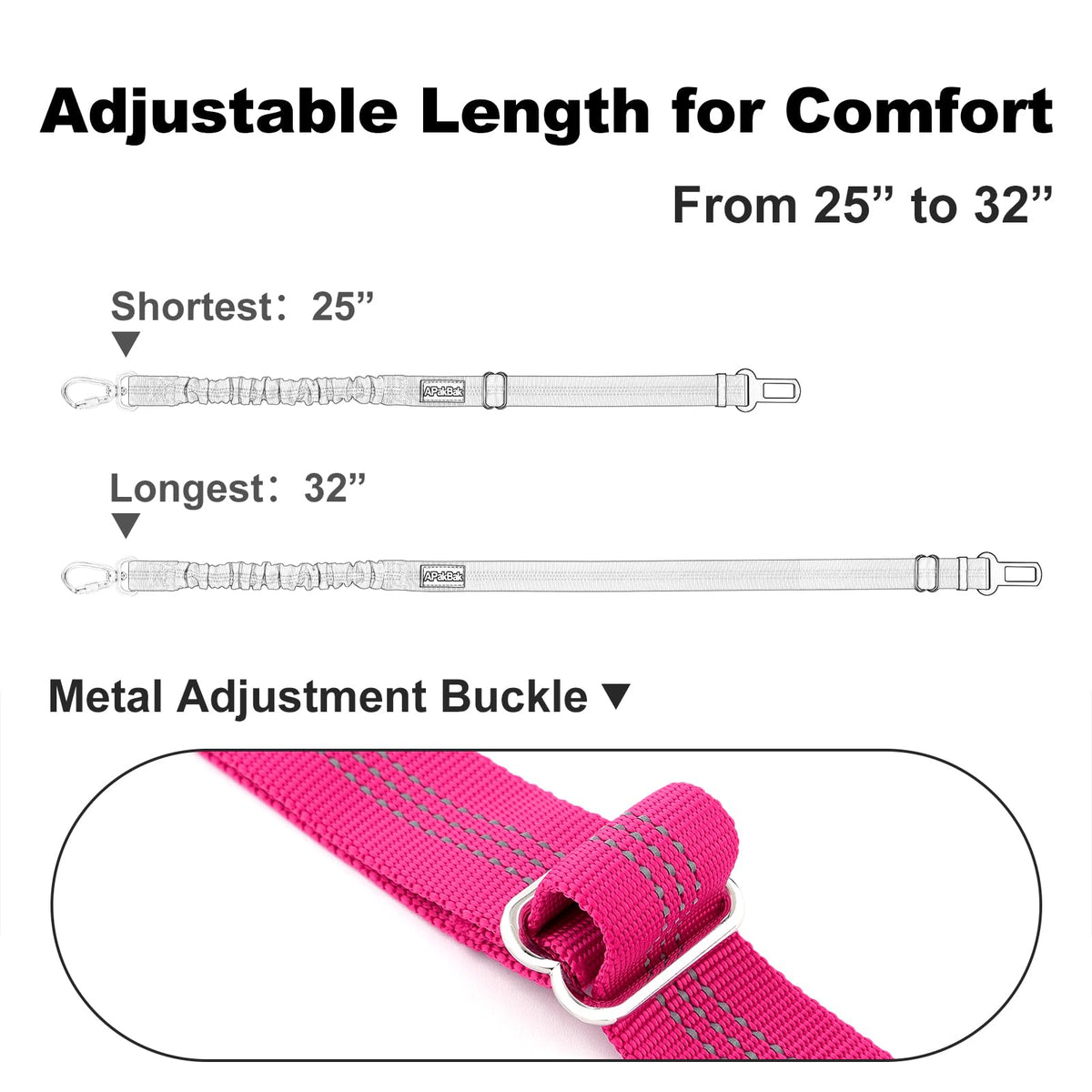 Dog Seat Belt for Car, Car Harness with Locking Aluminum Hook Purple