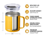 SUNWILL Insulated Coffee Mug, Stainless Steel 14 oz, Splash-Proof Lid Powder Coated Navy Blue 14 Ounces