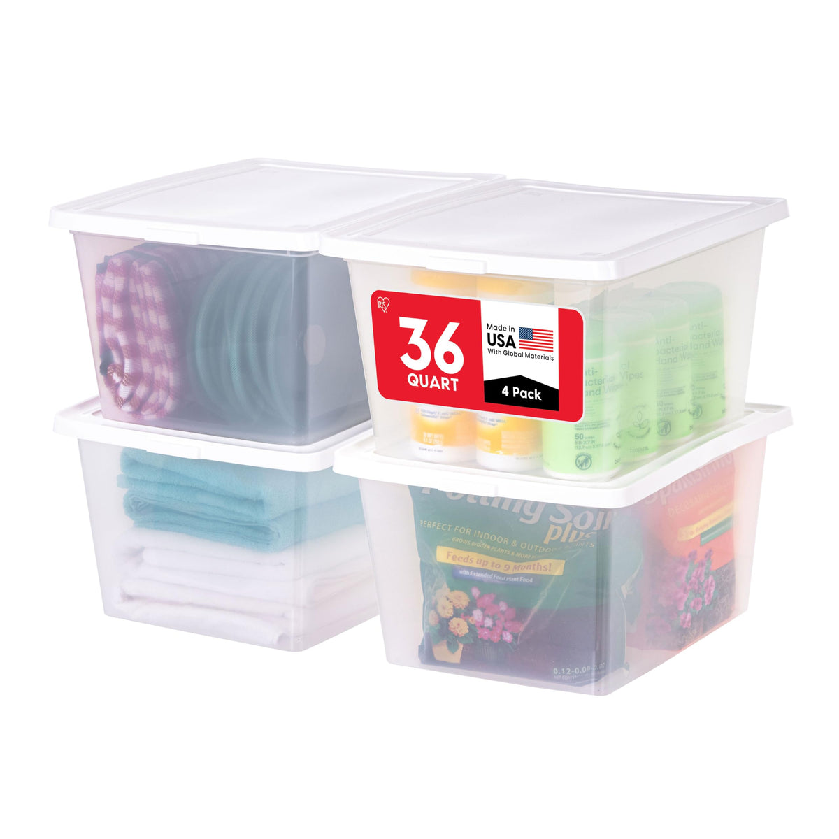 IRIS USA 20-Pack 6 Qt Storage Bins with Lids, Clear, Stackable