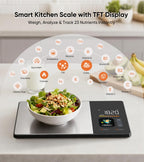 Food Scale with Nutritional Calculator, TFT Display, Track 23 Nutrients Black