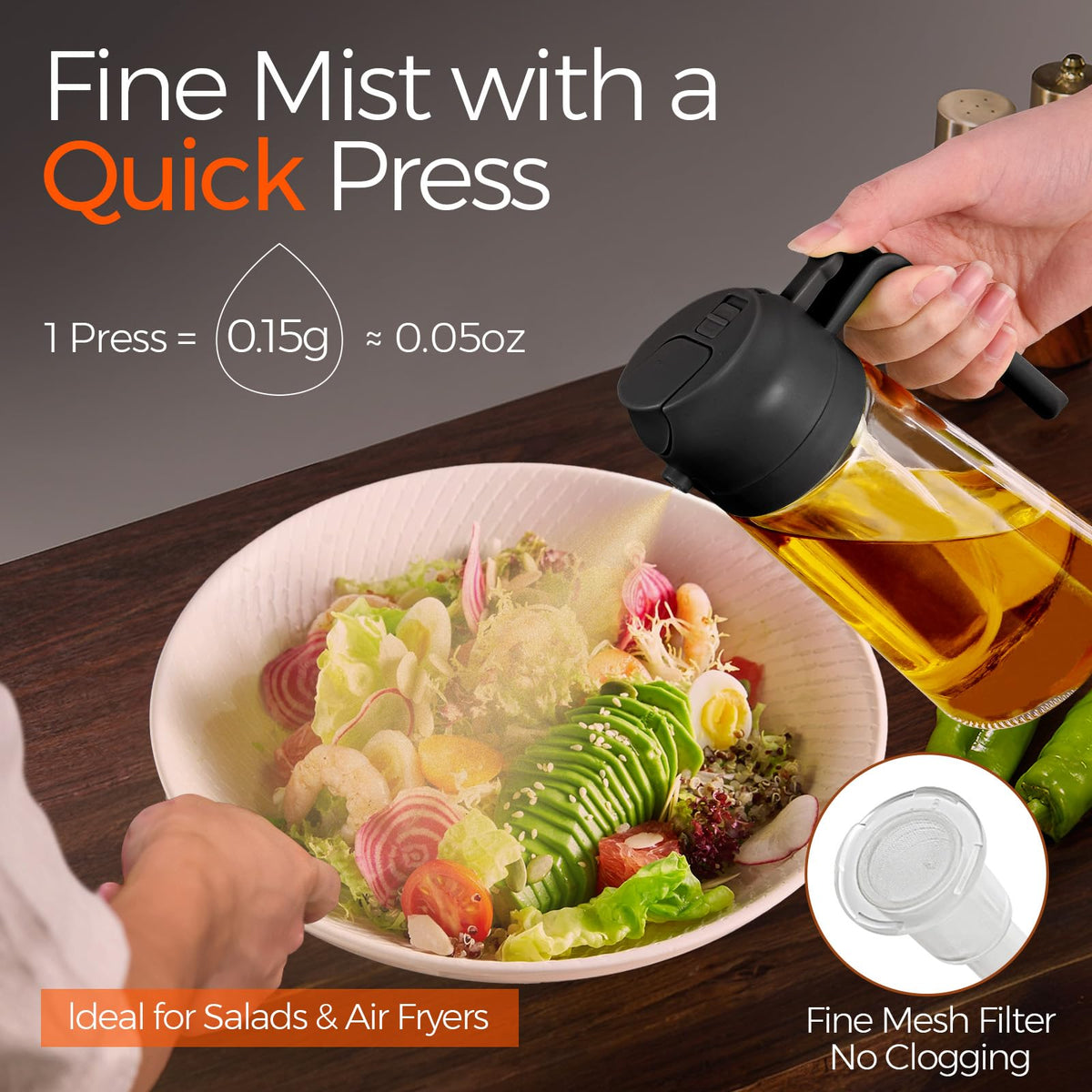 YARRAMATE Olive Oil Dispenser, 2 in 1 Sprayer for Cooking, 16oz/470ml...
