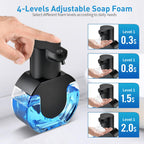 Automatic Foaming Soap Dispenser, 15oz/420ml Smart Hand Soap Dispensers, Touchless Wall Mount with 4-Level Adjustable, Rechargeable Foaming Hand Soap Dispenser for Bathroom Kitchen Office Black 1