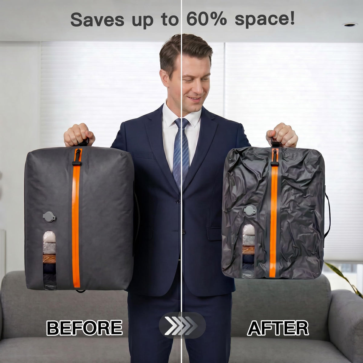 Travel Vacuum Bags With Pump, 2 Pack 22L Compression Kit For Clothes