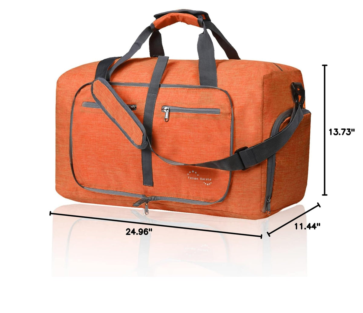 Felipe Varela Foldable Duffle Bag for Travel Weekend Overnight Gym Camping A Black 40L