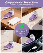 Ruidla Fabric Shaver Lint Shaver Defuzzer, Rechargeable Lint Remover Purple Rechargeable Size