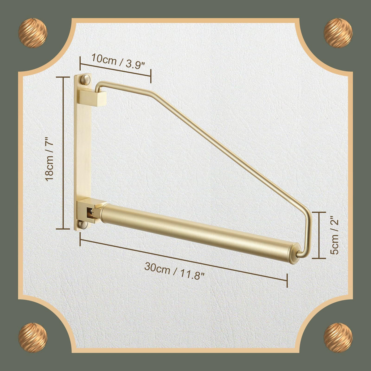 NEWRAIN Folding Wall Mounted Clothes Hanger Rack Clothes Hook Solid Brass with Swing Arm Holder Clothing Hanging System Closet Storage Organizer Heavy Duty Drying Rack Wall Mount,Brushed Gold Triangle Brushed Gold