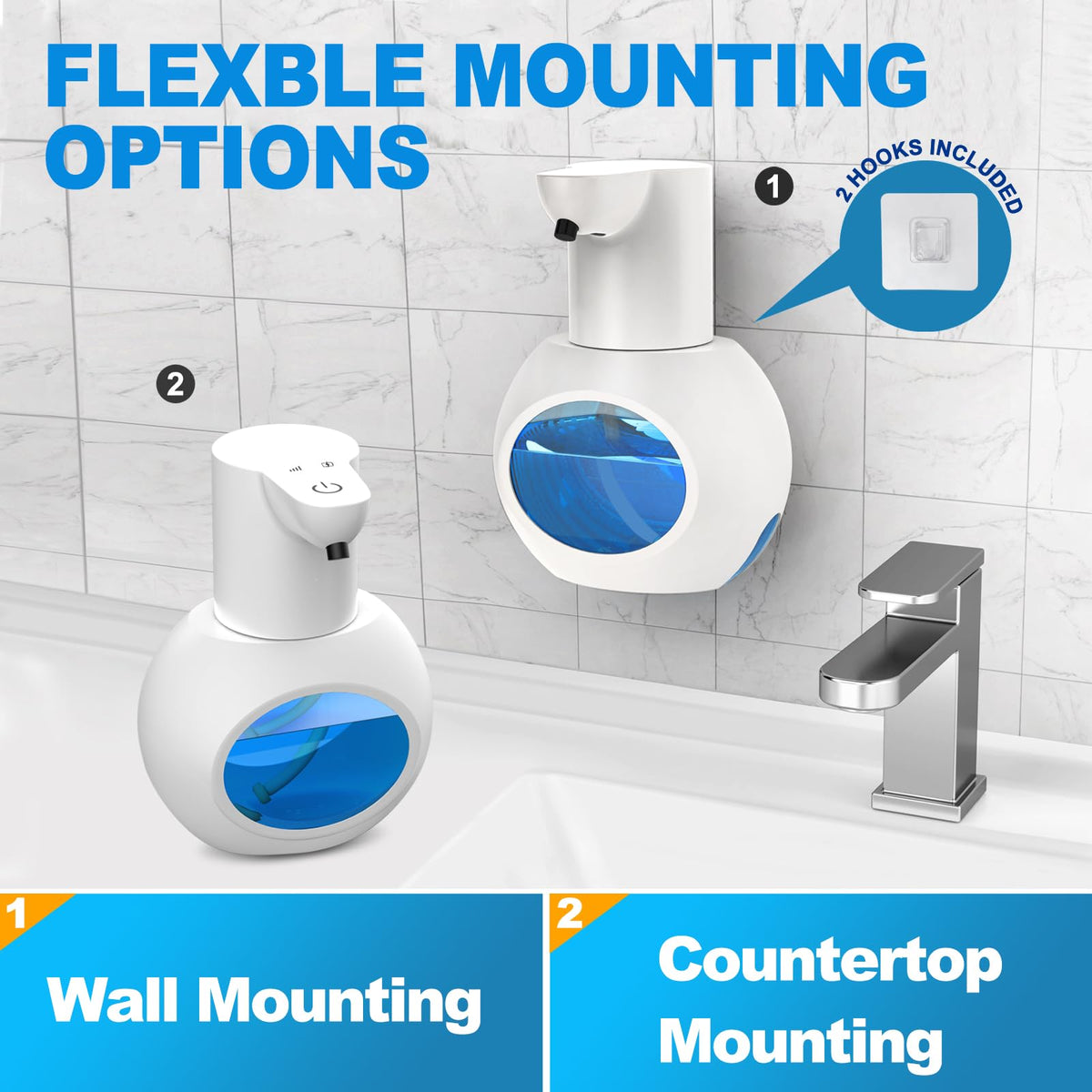 Automatic Foaming Soap Dispenser, 15oz/420ml Smart Hand Soap Dispensers, Touchless Wall Mount with 4-Level Adjustable, Rechargeable Foaming Hand Soap Dispenser for Bathroom Kitchen Office Black 1