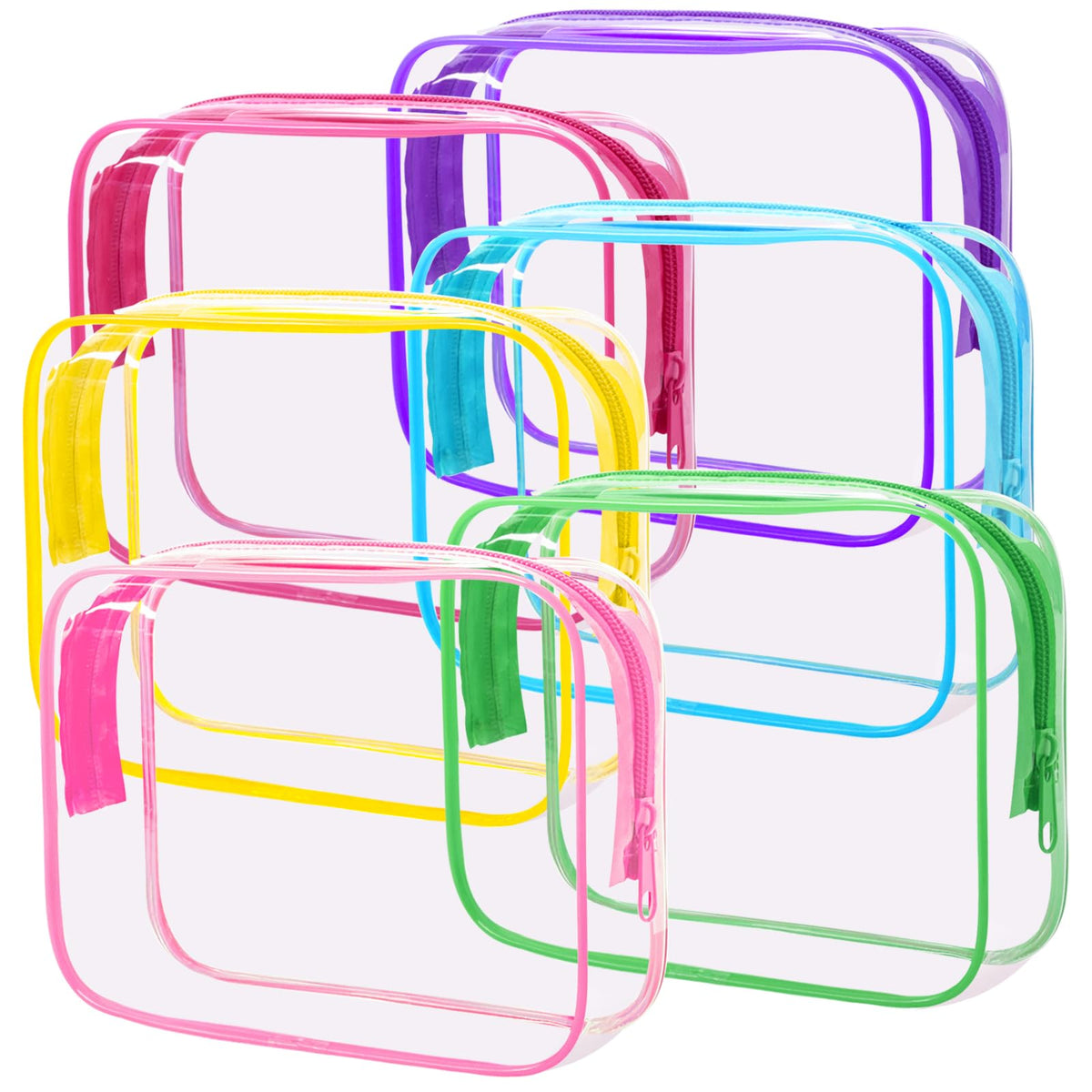 4 Pieces Clear Cosmetic Bags Bulk TSA Approved Toiletry Bag for Travel PVC Waterproof Clear Makeup Pouch with Zipper for Men and Women Carry-on Travel Essentials 4pcs SML Black