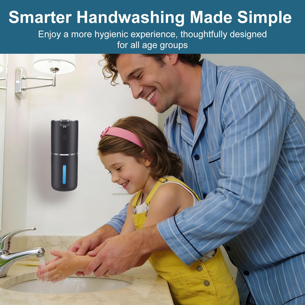 Automatic Soap Dispenser, Hand Soap Dispenser 12.8oz/380ml Smart Rechargeable, Liquid Touchless Soap Dispensers with 6-Level, Wall Mounted or Countertop Dish Soap Dispensing for Bathroom & Kitchen Black
