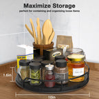Lazy Susan Turntable Organizer for Cabinet Pantry Kitchen Countertop Refrigerator Cupboard, Pine Wood, 9", Carbonized Black 9''