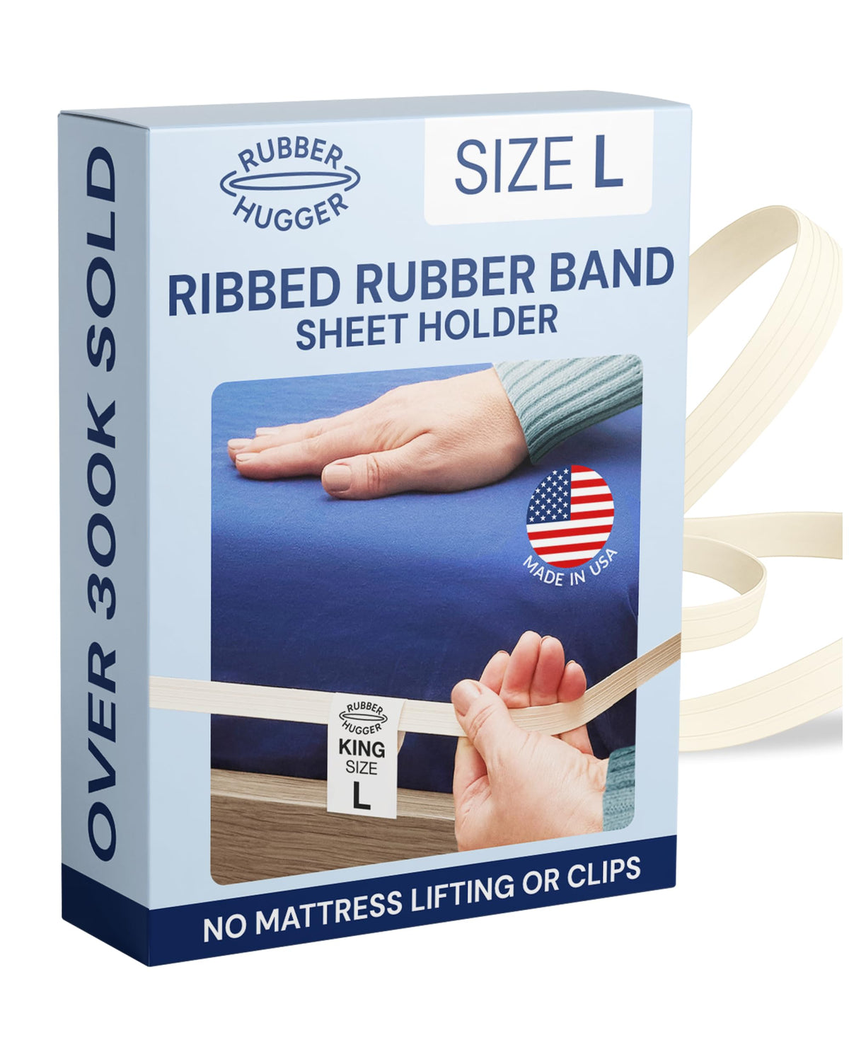 RUBBER HUGGER Elastic Fitted Sheet Straps - King 76x80, Anti-Slip