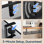 Cable Management, 25.3'' Under Desk Cable Management Tray No Drill 25.3 inch Black