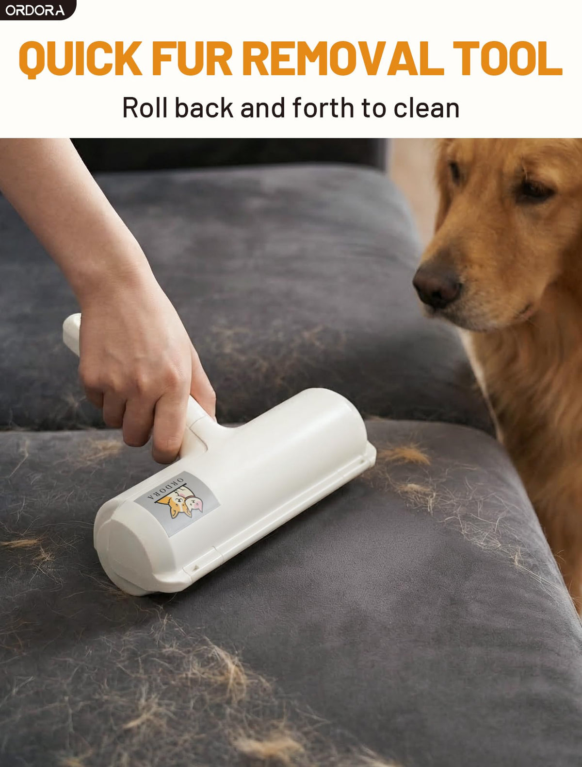 ORDORA Pet Hair Remover Roller, Reusable Lint Roller for Dog and Cat