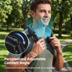 ChillGo Wearable Neck Fan – 8000mAh Battery, 9000RPM Twin Turbines with LED Display, Max 16H Runtime, 4 Wind Levels, Ultra‑Light & Noiseless, Great Gift for Outdoorsy Men and Women – Midnight Black