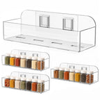Acrylic Spice Rack Wall Mount, Clear Spice Shelf Storage Holder, 4 Pack