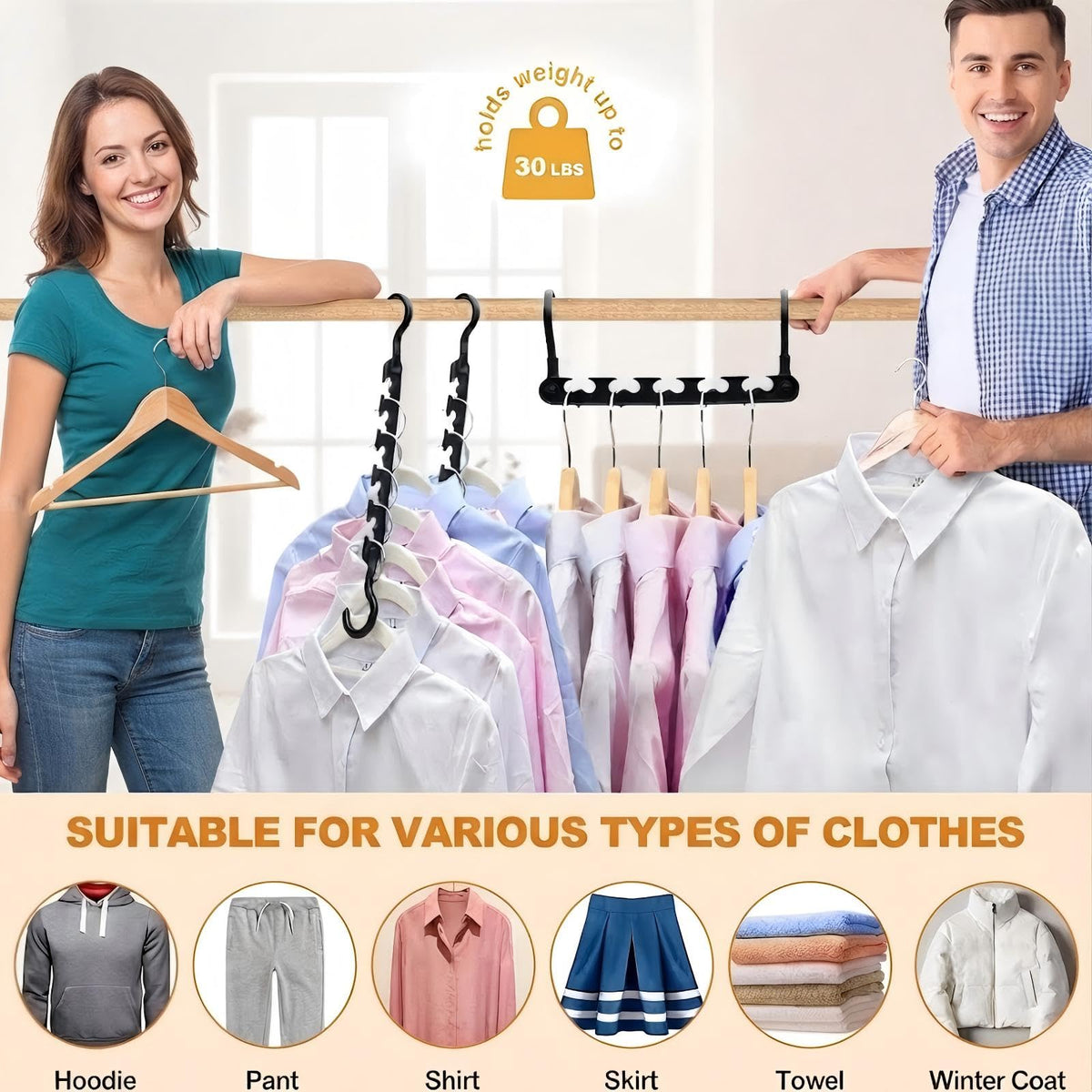 10 Pack Max Space Saving Hangers 360° Swivel Hooks Saving Closet Organizer