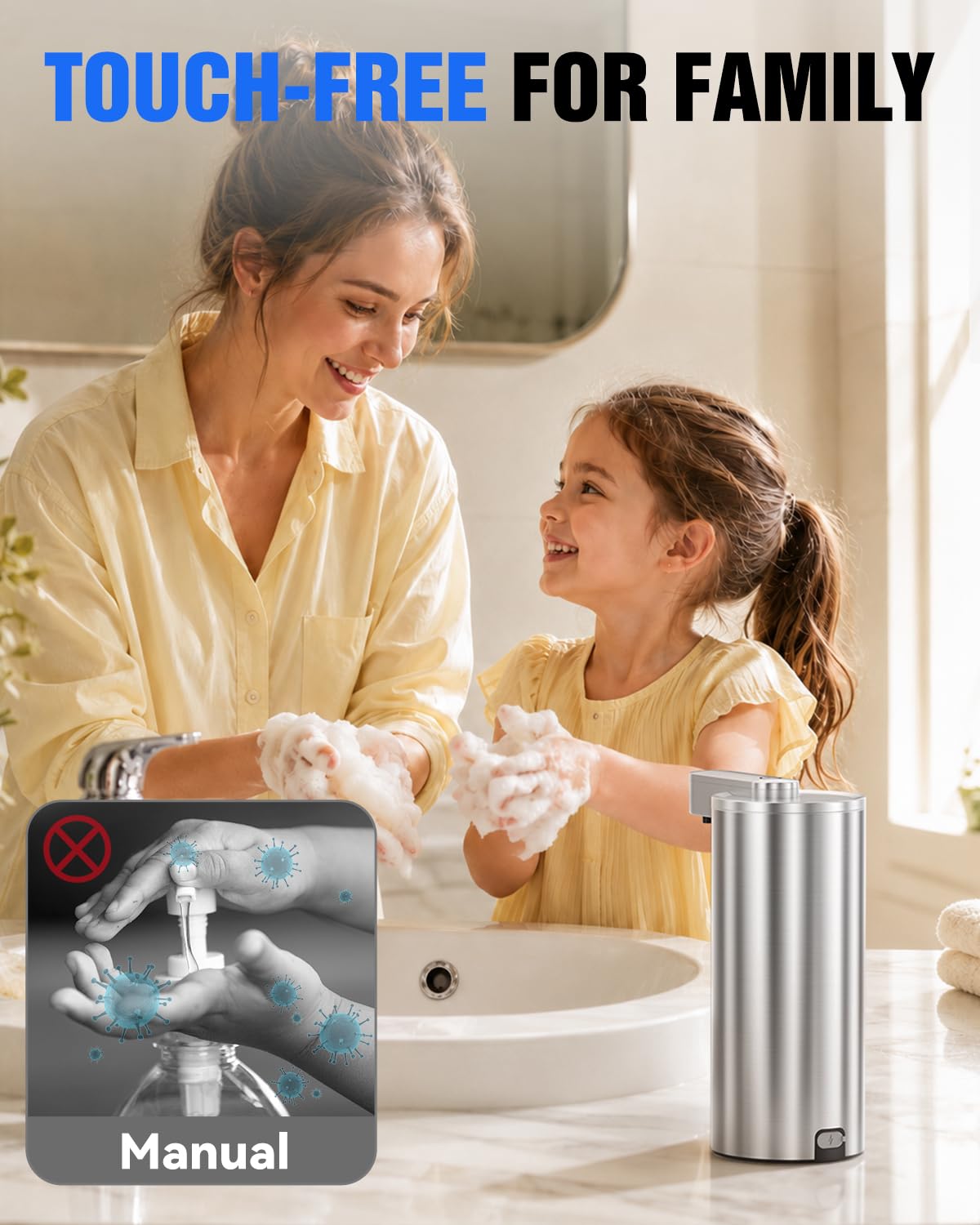 Fantictas Automatic Soap Dispenser Touchless, Stainless Steel 11.5 oz Gel