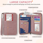RFID Family Passport Holder Wallet - Travel Document Organizer Pink