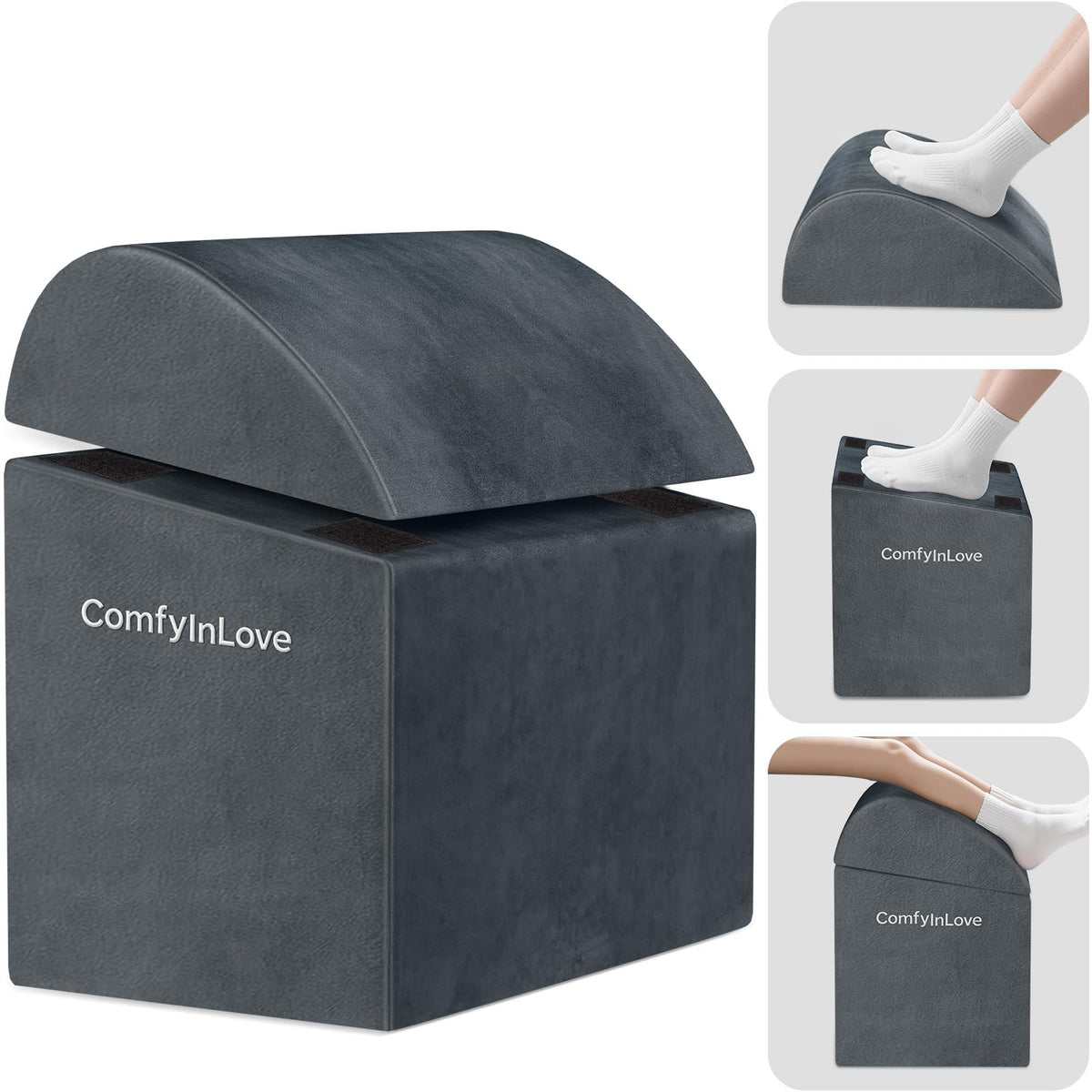 Foot Rest for Under Desk with 3 Heights, Foot Stool, Dark Grey Dark Gray