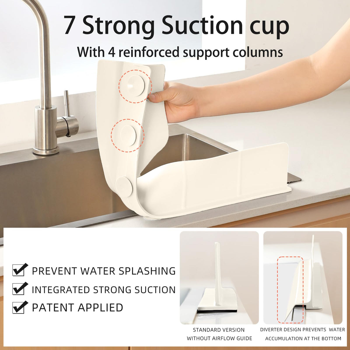 23" Ultra Silicone High Sink Splash Guard, Grey Gray