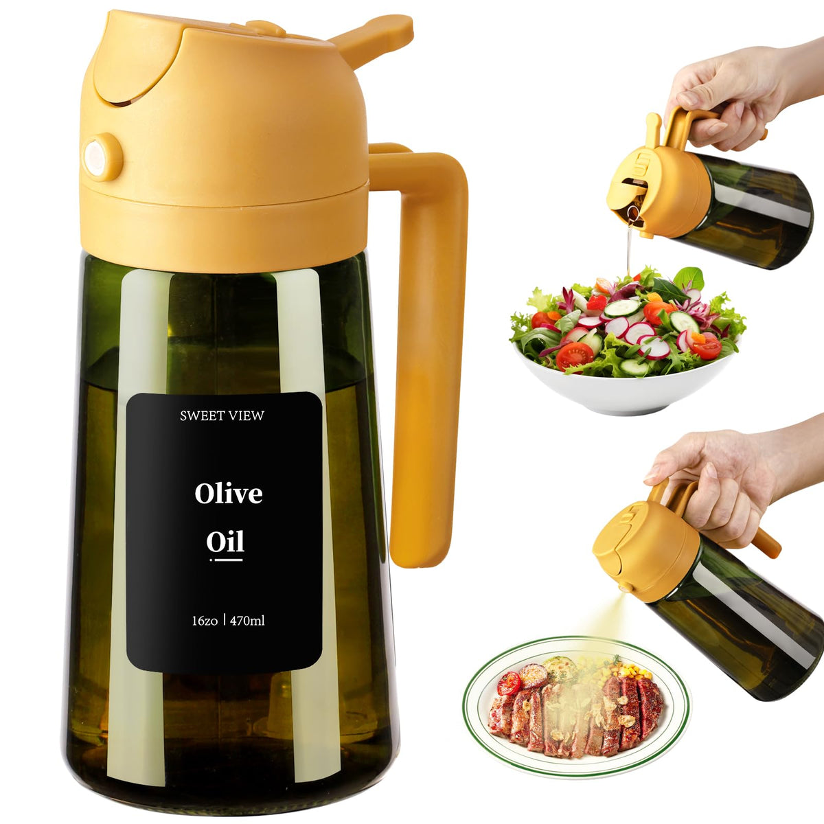 SWEET VIEW 2PCS Olive Oil Dispenser and Sprayer
