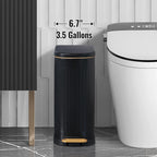 SYNCVIBE Slim Bathroom Trash Can with Soft Close Lid, 3.5 Gal, Matt White 3.5 Gallons
