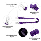 Dog Seat Belt for Car, Car Harness with Locking Aluminum Hook Purple