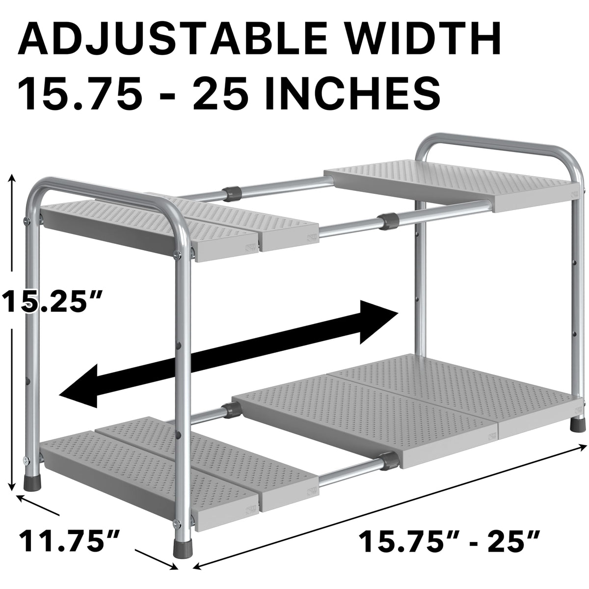 Simple Houseware Under Sink 2-Tier Heavy Duty Expandable Organizer, Silver