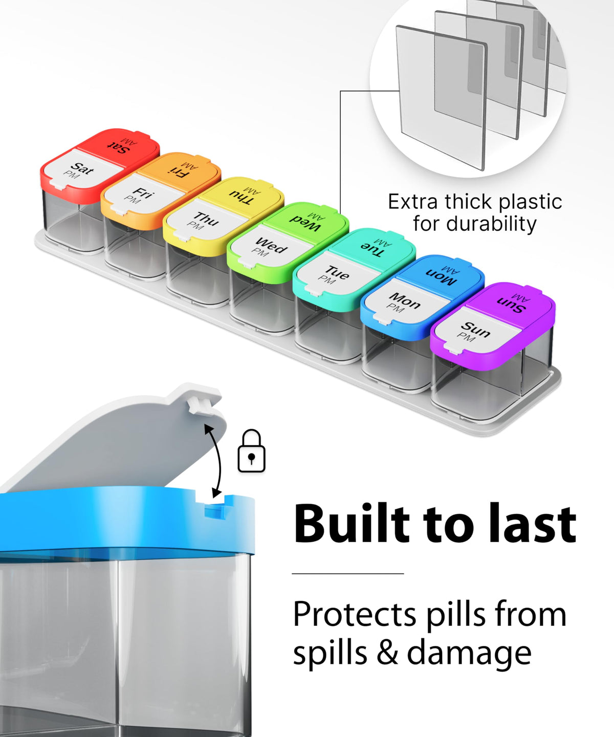 Large Weekly Pill Organizer and Medication Dispenser