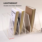 Acrylic Magazine File Holder, 4 Vertical Compartments Desk Document Sorter Organizer, Clear Folder Rack Binder for Office/Home/Classroom, for Documents, Tablet, Magazines, Books & Accessories B5, 4 Sections