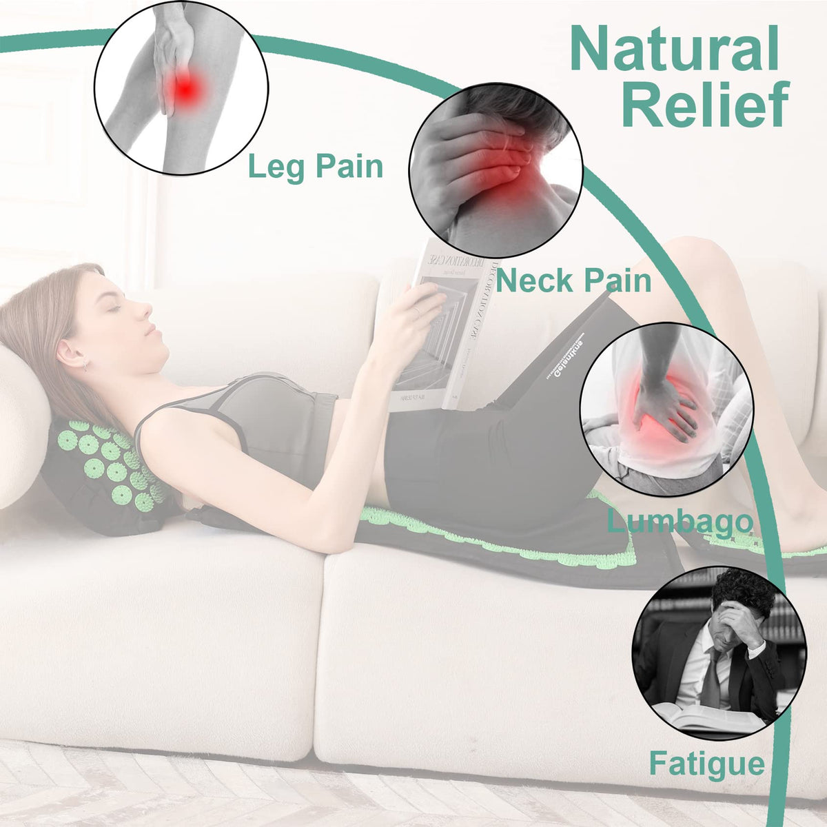 Acupressure Mat and Pillow Set with Carry Bag