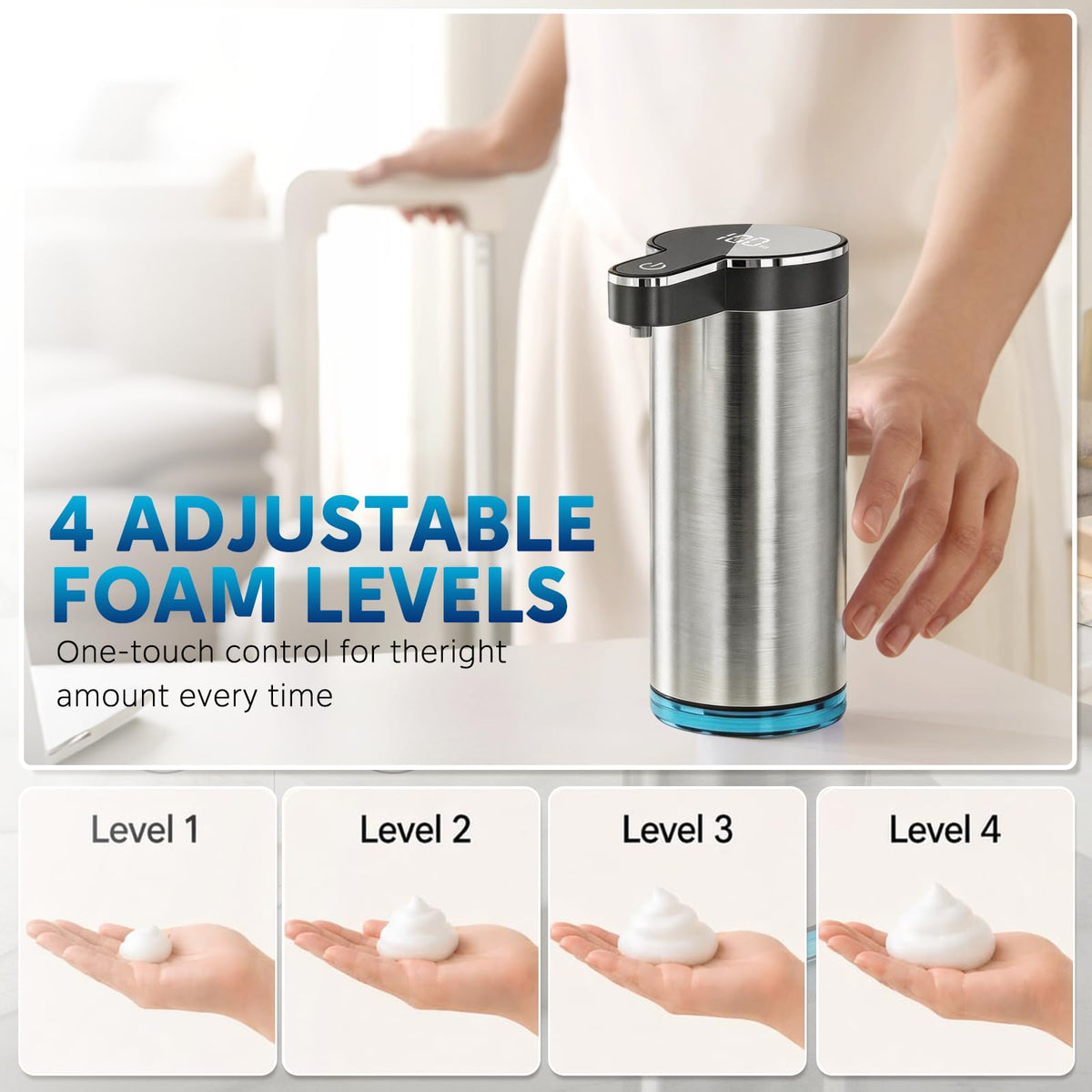 Automatic Foaming Soap Dispenser(IPX5 Waterproof, 12oz/350ml St-01 Foam Gray