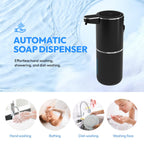2 Pack Automatic Foaming Soap Dispenser,Touchless Foam Soap Dispenser,12.8oz Rechargeable Wall Mounted Smart for Bathroom and Kitchen Dish Soap,Easy for Toddlers(Black) Black