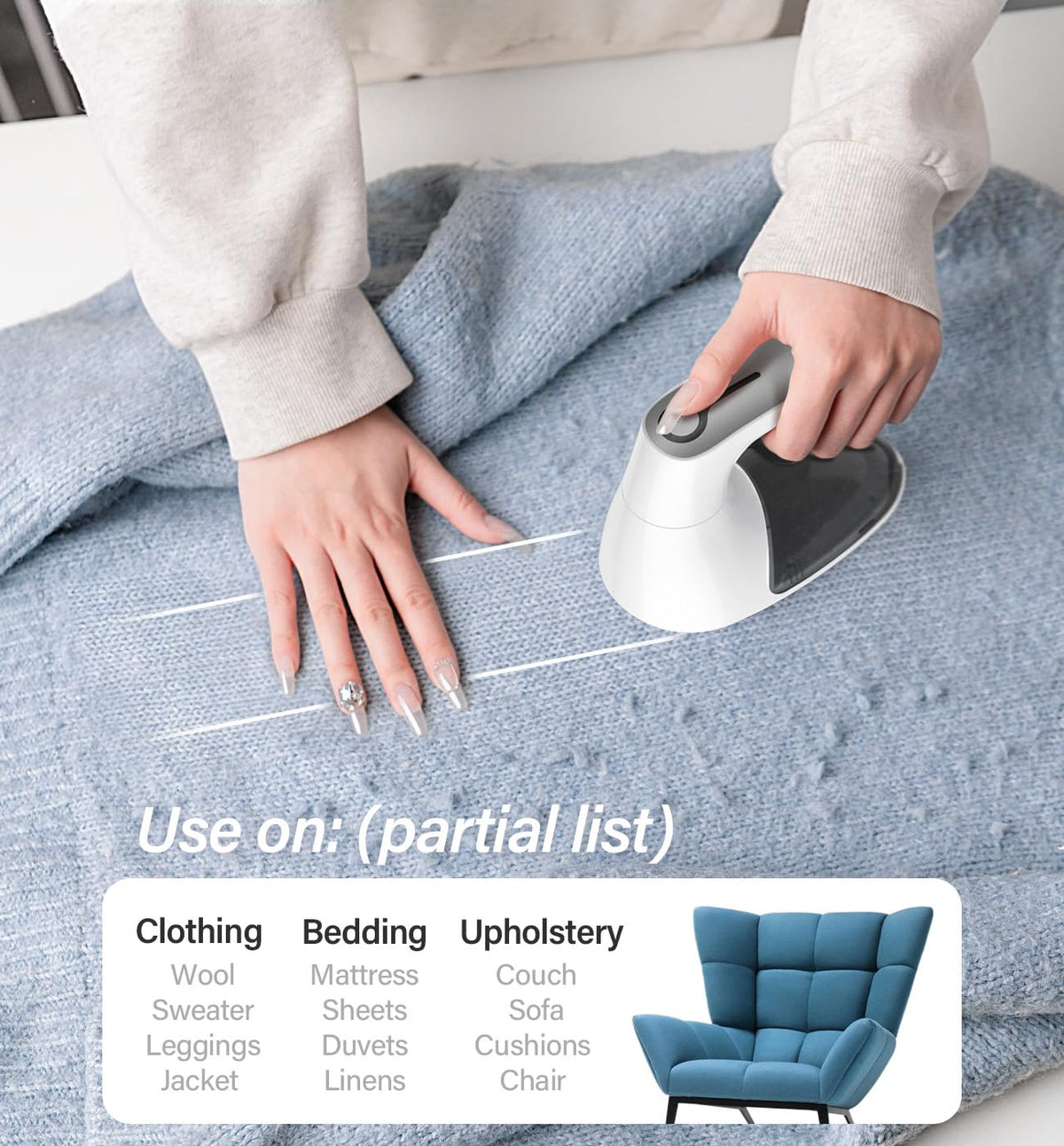 Bymore Fabric Shaver, Lint Shaver, Sweater Shaver for Clothes, Gray 5.7*3.34*5.31inches