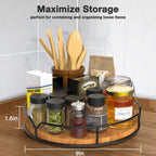 Lazy Susan Turntable Organizer for Cabinet Pantry Kitchen Countertop Refrigerator Cupboard, Pine Wood, 9", Carbonized Black 9''
