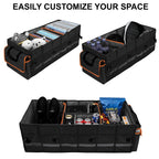 Car Trunk Organizer and Storage with Lid & Removable Leakproof Cooler Bag, Car Accessories 6 Removable Dividers for Custom Space, Collapsible Large Trunk Organizers Interior for SUV Sendan with Cover Black