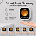 Automatic Soap Dispenser Touchless, Wall Mount, Rechargeable, Mood Lighting Black