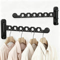 Wall Mounted Clothes Hanger Rack Foldable for Laundry Drying Rack Black Long 2P
