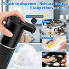 Automatic Soap Dispenser, Foaming Soap Dispenser Touchless with Continuous Dispensing, 4-Level Adjustable, Rechargeable Hand Soap Dispensers, Wall Mounted or Countertop for Bathroom & Kitchen Gold