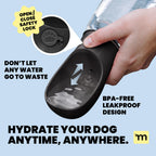 MalsiPree Dog Water Bottle Dispenser - 12 oz Black, Leak-Proof 12oz - Standard