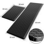 Kitchen Mat 2 PCS Cushioned Anti-Fatigue Floor Mat Standing Mat for Kitchen Stylish Grey 17.3"x29"+17.3"x47"