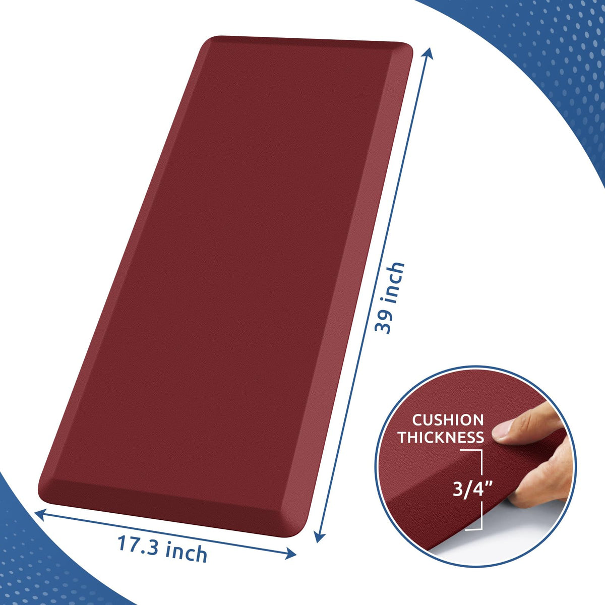 Kitchen Mat Cushioned Anti Fatigue Rug Standing and Comfort Floor Mats Chocolate 39"L x 17.3"W x 0.5"Th