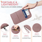 RFID Family Passport Holder Wallet - Travel Document Organizer Pink