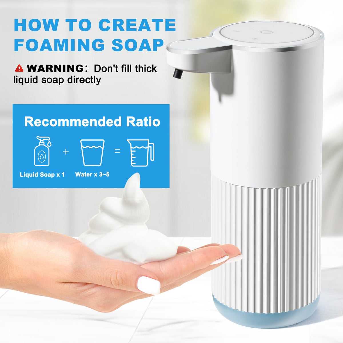 RYTOXILO Automatic Soap Dispenser, 2 Pack Black Touchless Liquid Soap Dispenser for Bathroom, 13.5 Fl Oz Plastic Electric Auto Dish Soap Dispensers Wall Mount for Kitchen with Adjustable Volume Liquid-2 Pack