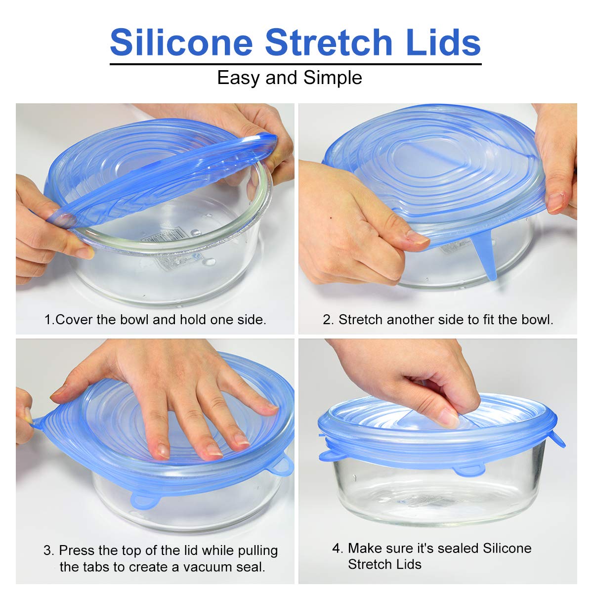 Longzon Silicone Stretch Lids 14 Pack Include 2Pcs Size up to 9.8'' Dia