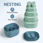 ISSEVE 12Pcs/Set Nesting Silicone Food Storage Containers with Lids Blue