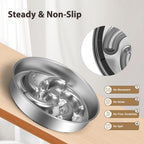 Slow Feeder Dog Bowl, 2 Cups Stainless Steel Heavy Duty Bowl Non-Slip Base
