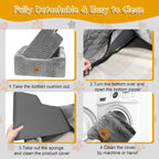 Dog Car Seat for Medium/Large Dog Booster Seat Under 60 lbs or 2 Small Dogs, Multi-Functional Pet Car Seat with Thick Cushion, 2 Safety Leashes (Gray) Gray Large