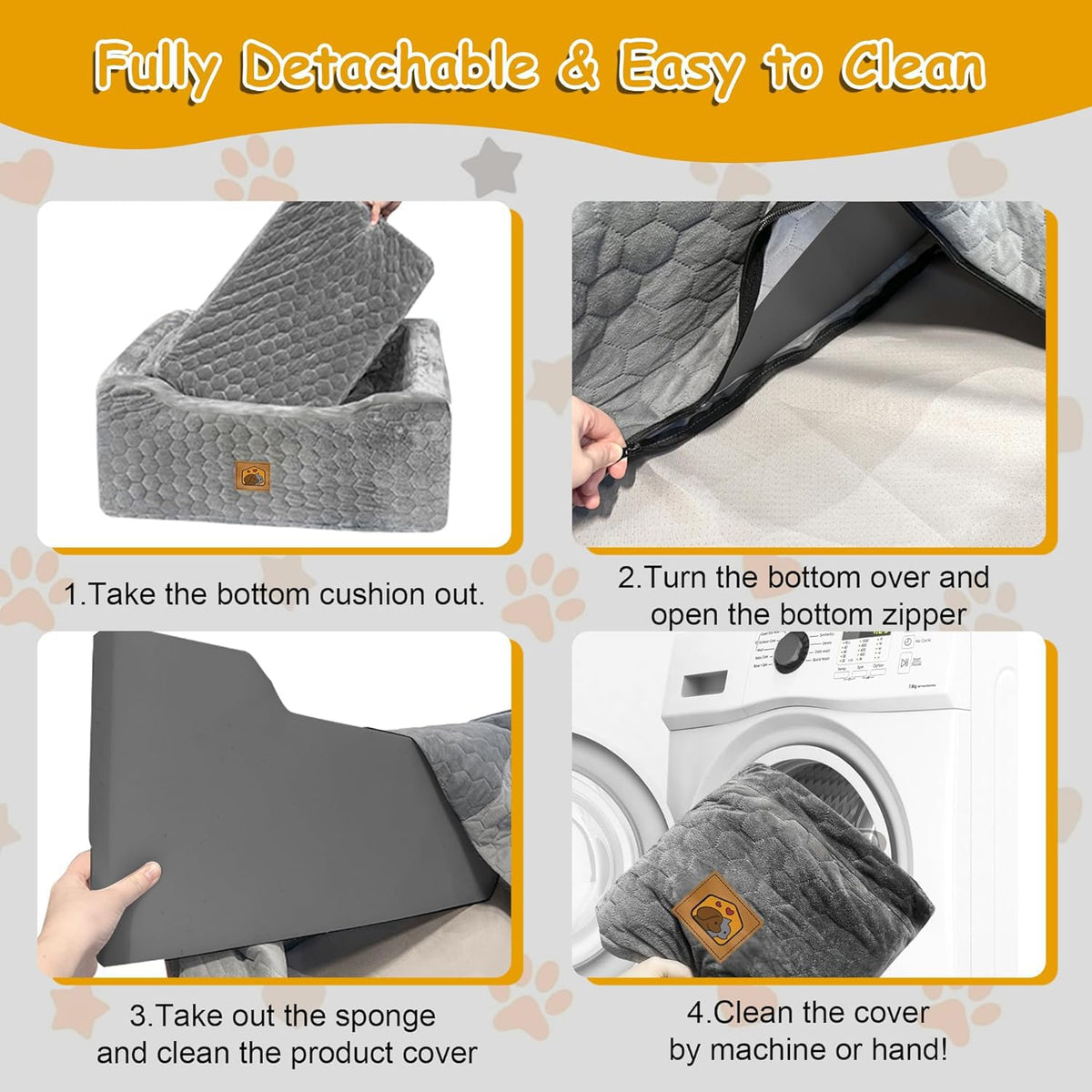 Dog Car Seat for Medium/Large Dog Booster Seat Under 60 lbs or 2 Small Dogs, Multi-Functional Pet Car Seat with Thick Cushion, 2 Safety Leashes (Gray) Gray Large